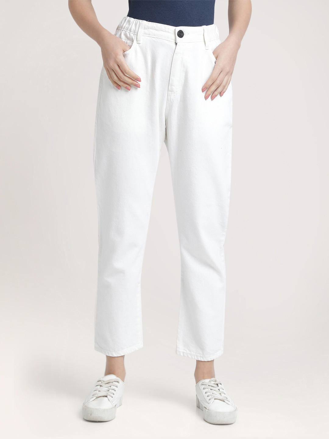 

Bene Kleed Women Solid High-Rise Slouchy Fit Jeans, White