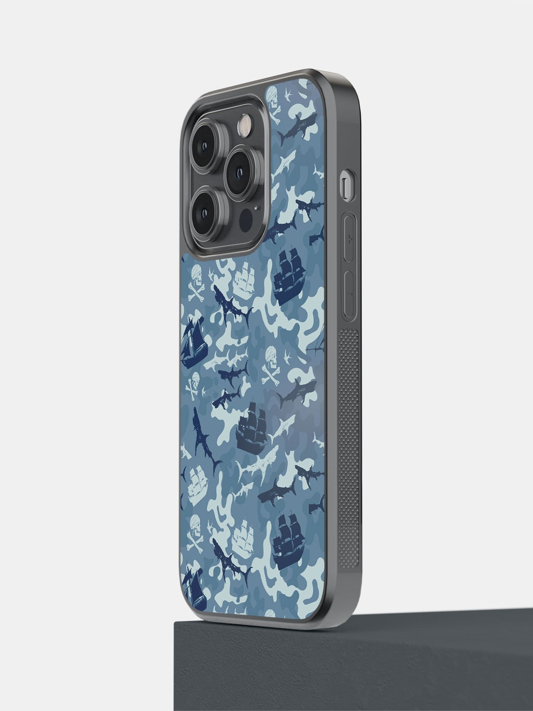 

macmerise Printed Pirates Pattern iPhone 14 Pro Phone Bumper Case Cover, Blue