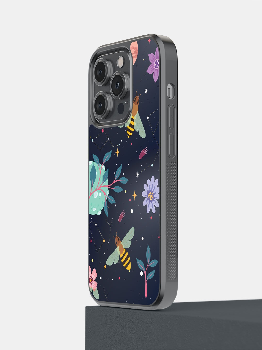 

macmerise Floral Printed iPhone 14 Pro Phone Bumper Case, Blue