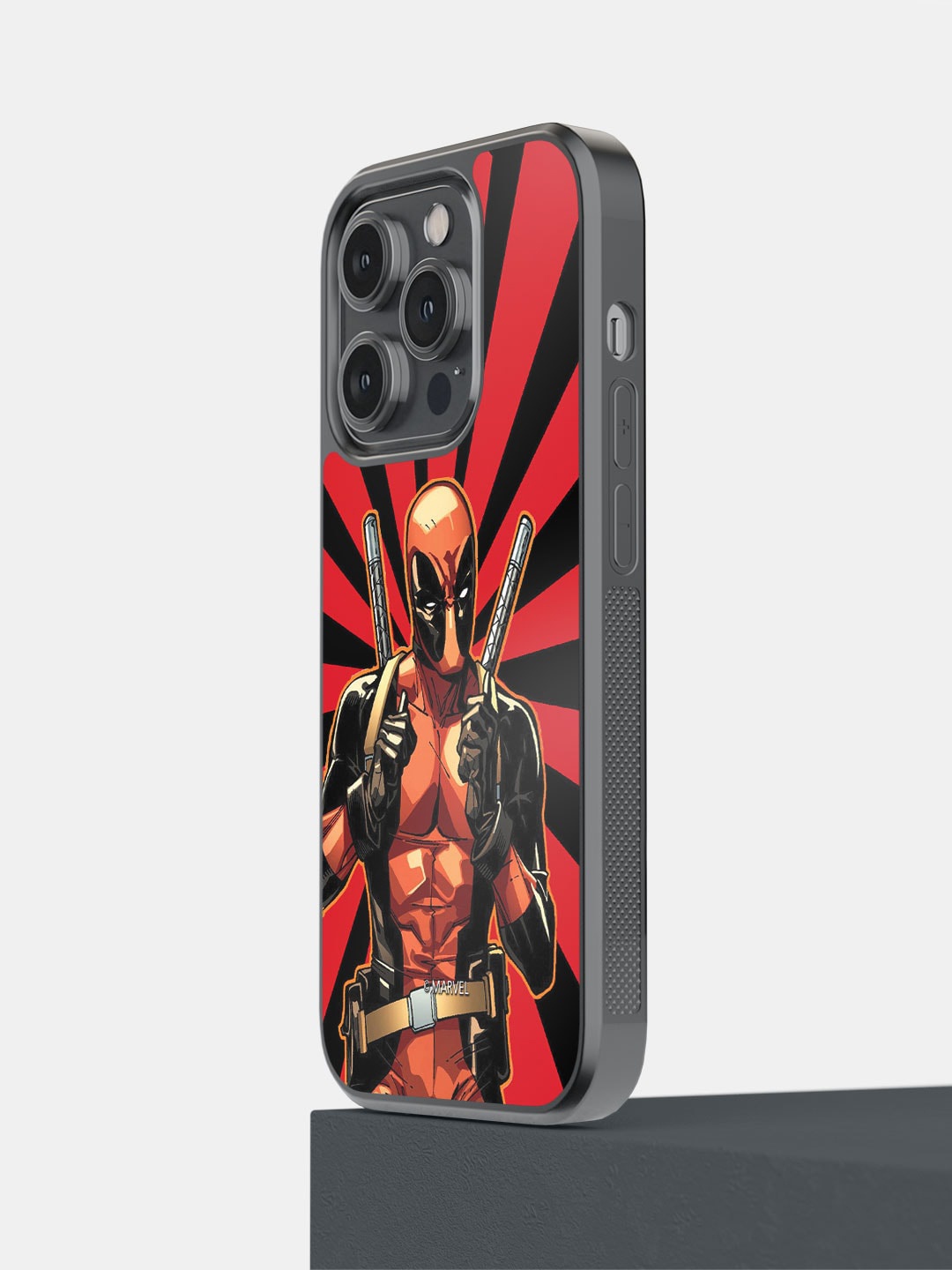 

macmerise Deadpool Printed iPhone 14 Pro Bumper Case, Black