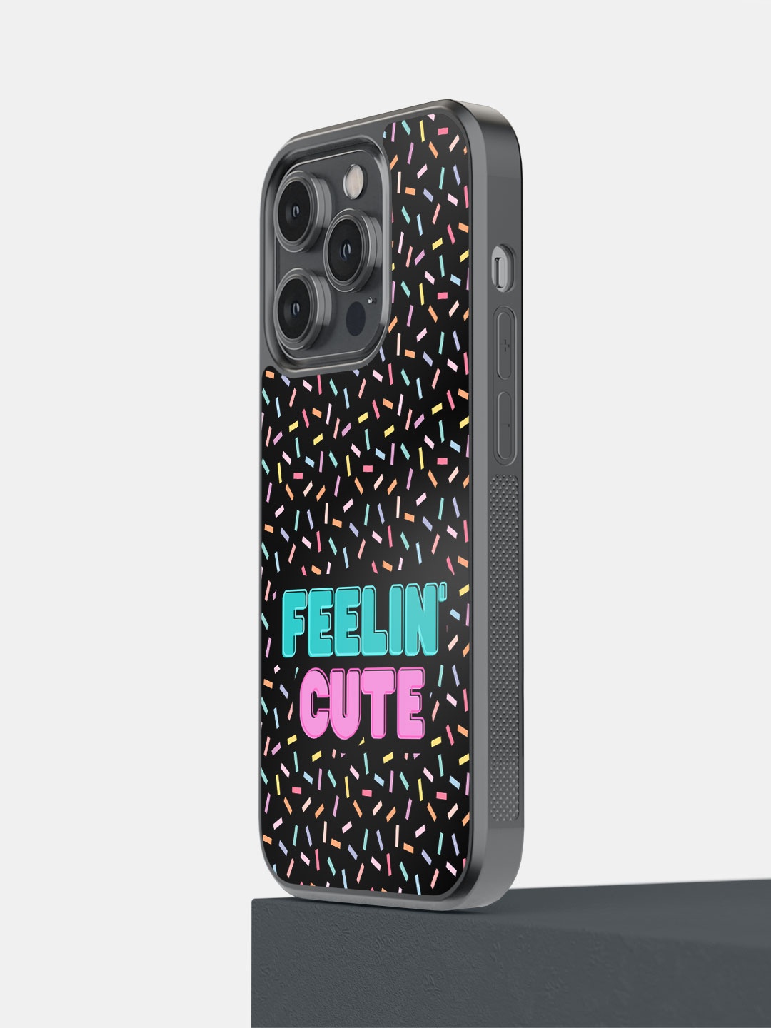 

macmerise Feelin Cute iPhone 14 Pro Bumper Case Cover, Black