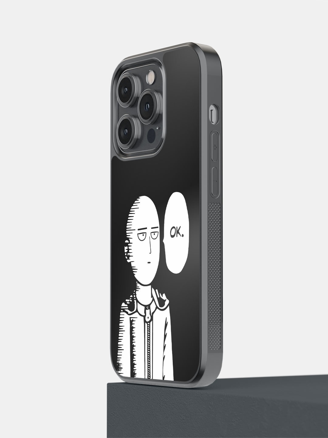 

macmerise Saitama Not Impressed Printed iPhone 14 Pro Bumper Case Cover, Black