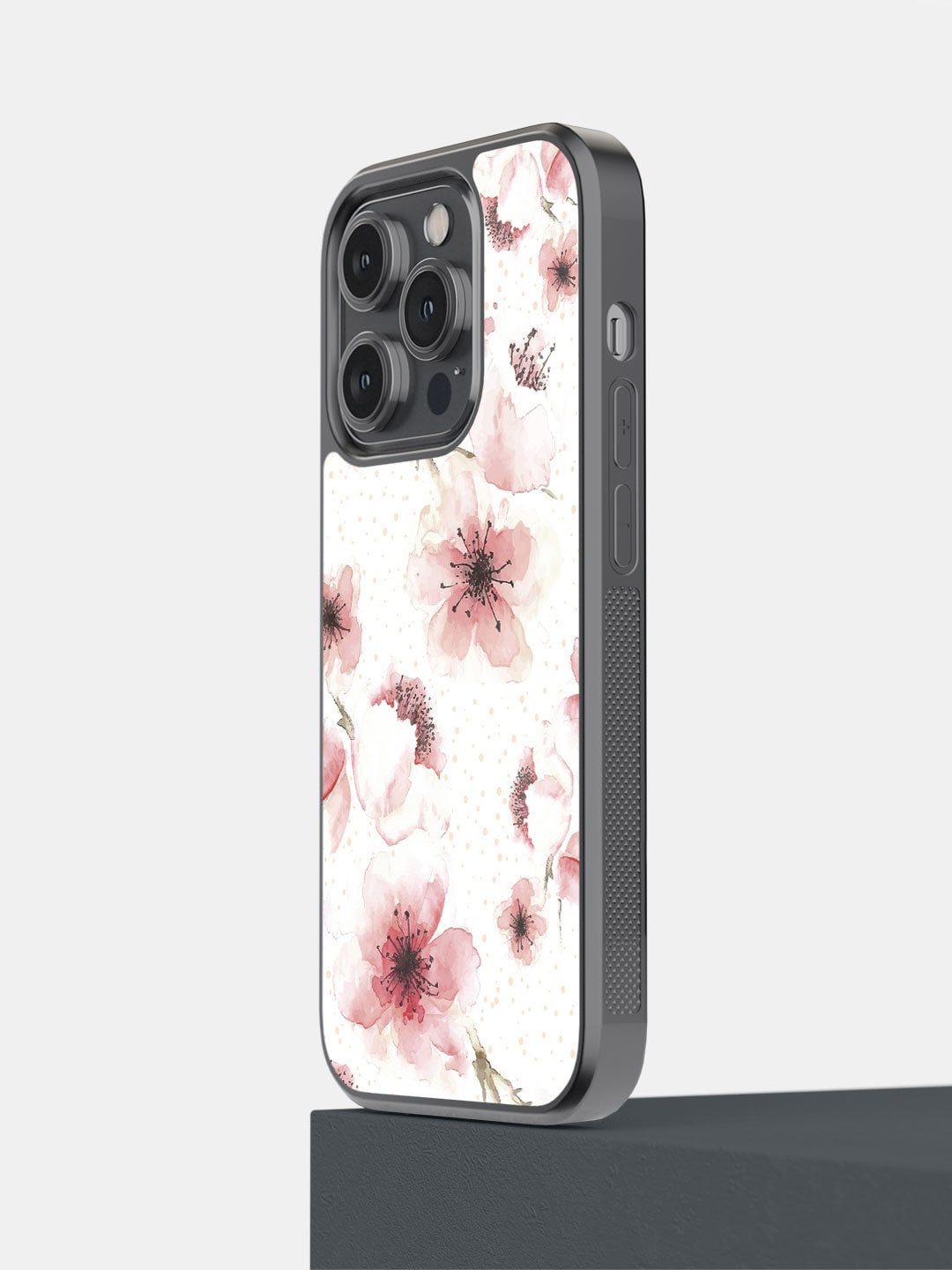 

macmerise Floral Printed iPhone 14 Pro Bumper Case Cover, Cream