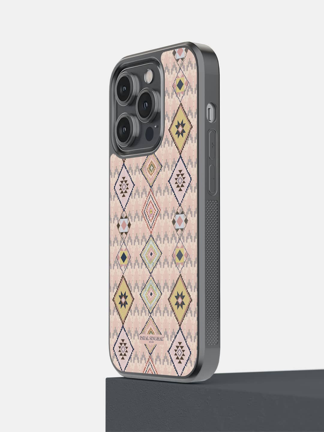 

Macmerise Geometric Printed iPhone 14 Pro Bumper Case, Peach