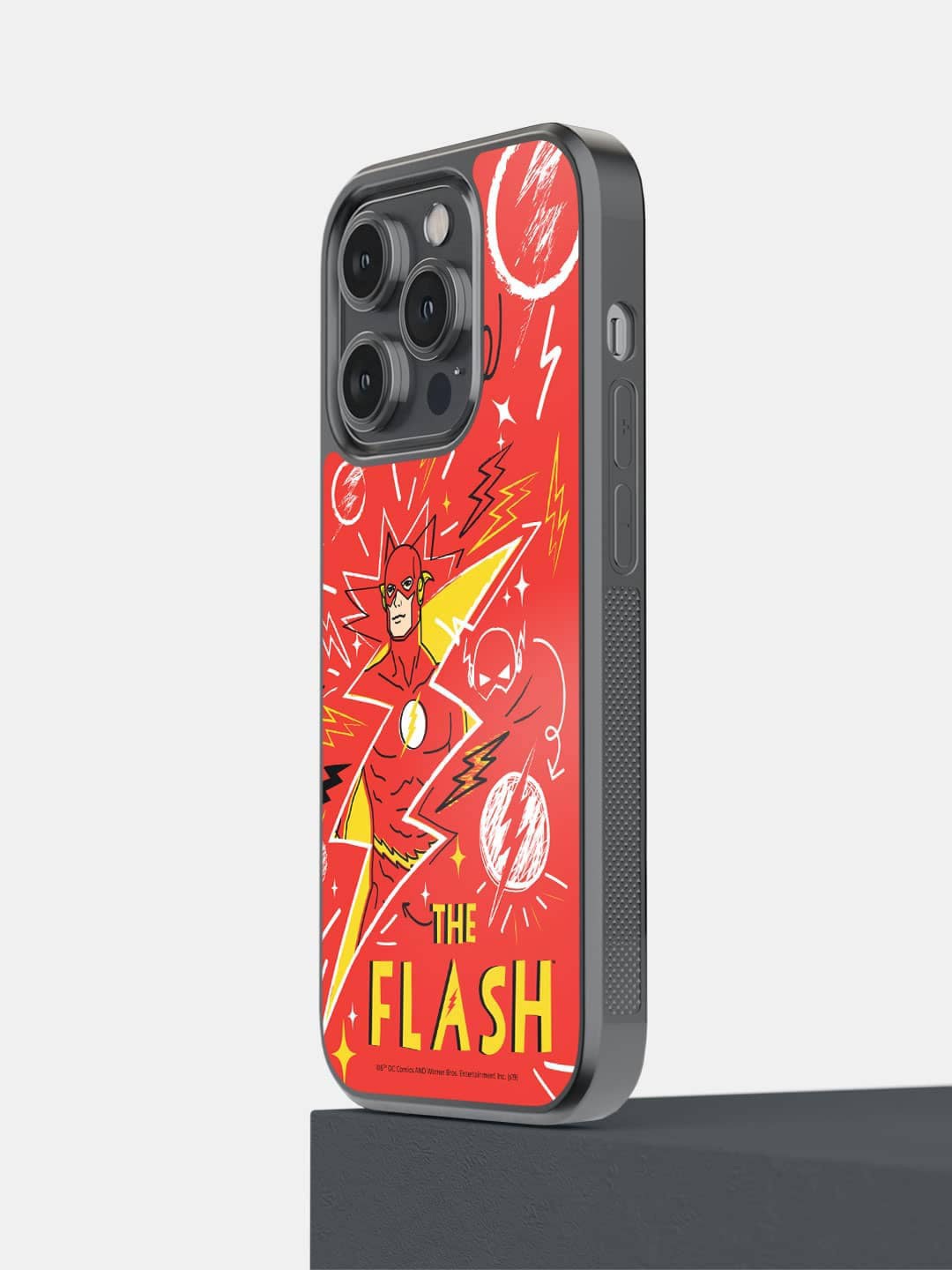 

macmerise Printed Flash Doodle iPhone 14 Pro Phone Bumper Case Cover, Red