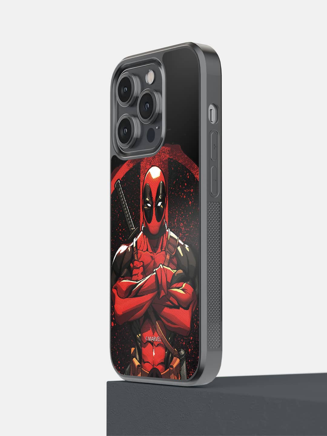 

Macmerise Deadpool Stance Printed iPhone 14 Plus Bumper Phone Back Case, Black