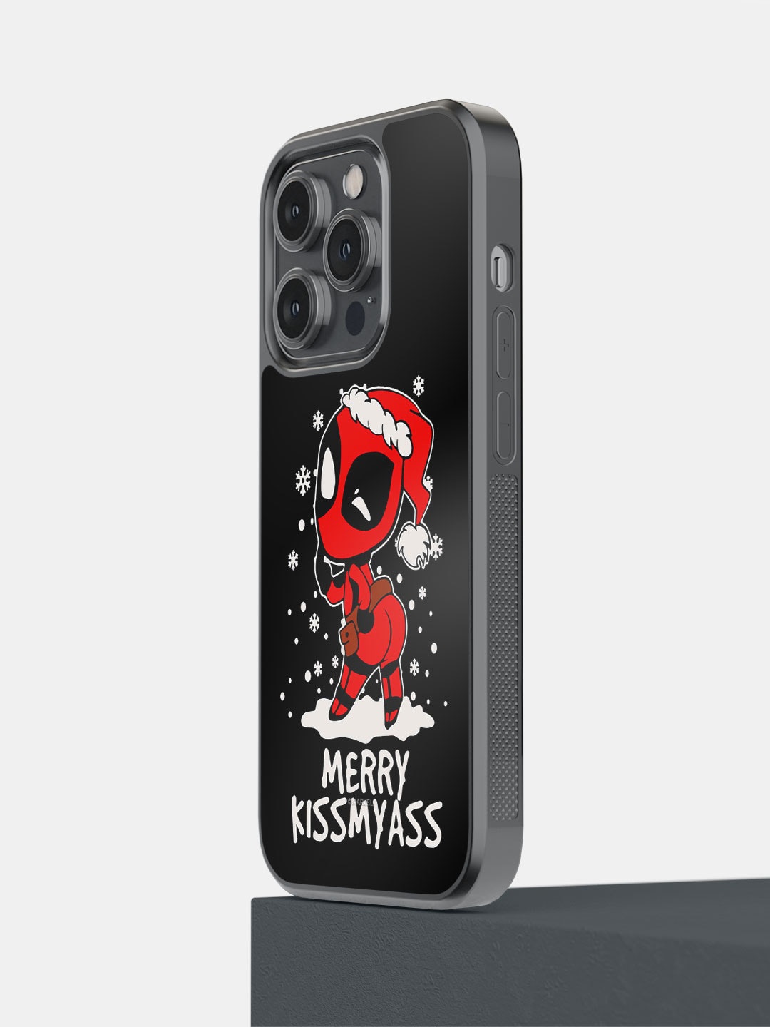 

macmerise Merry Deadpool Printed iPhone 14 Pro Bumper Case Mobile Cover, Black
