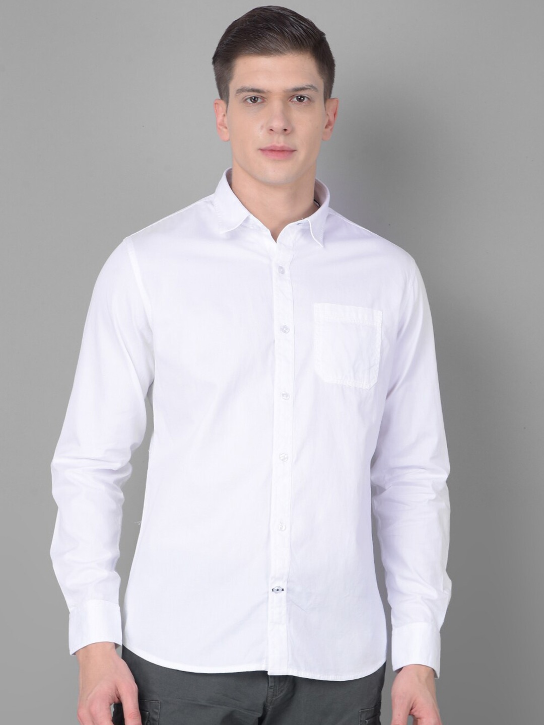 

Canary London Smart Slim Fit Opaque Cotton Casual Shirt, White