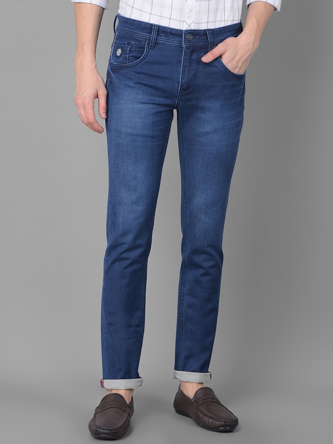 

Canary London Men Smart Skinny Fit Low-Rise Heavy Fade Stretchable Jeans, Blue