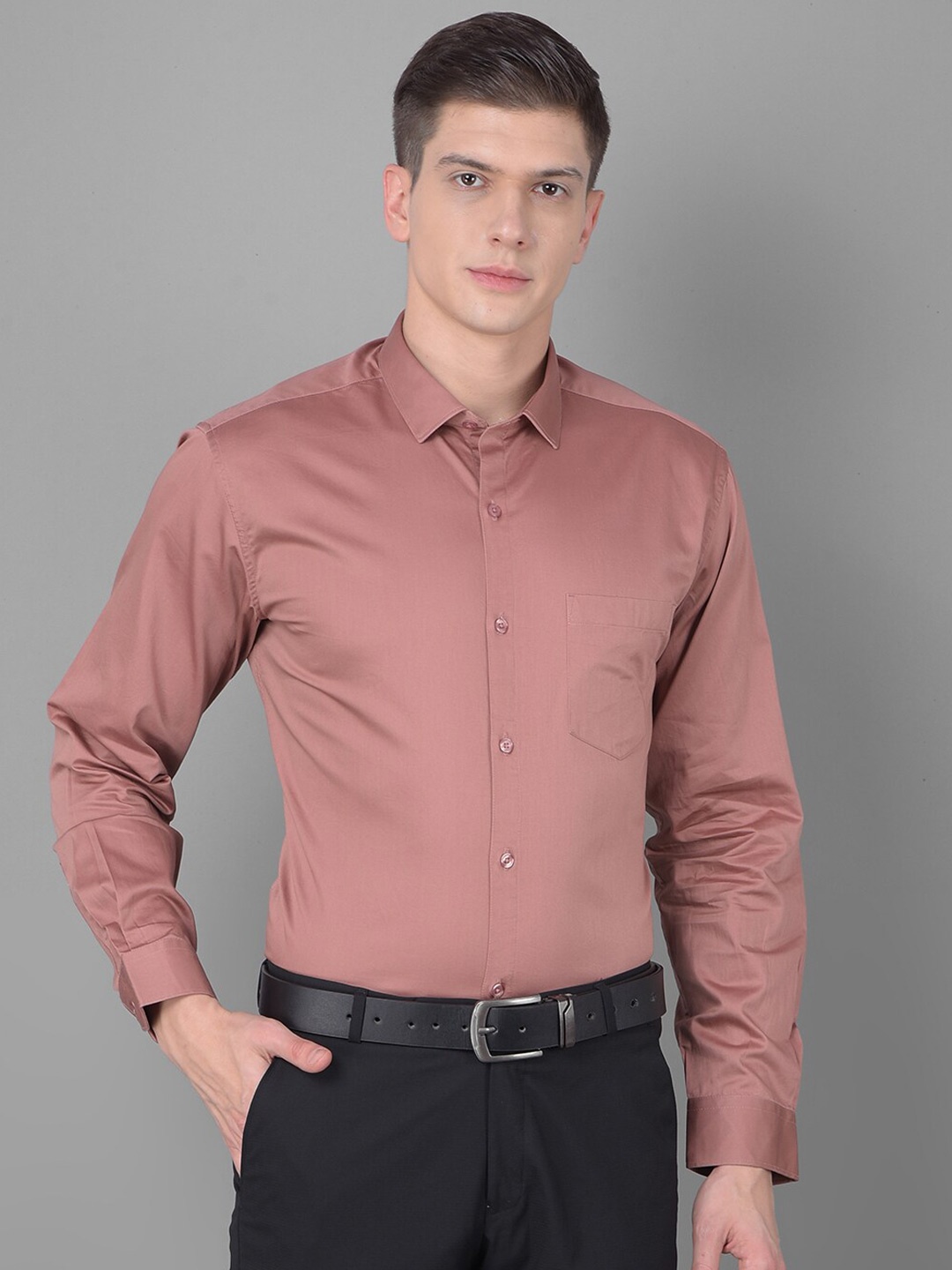

Canary London Smart Slim Fit Opaque Satin Formal Shirt, Peach