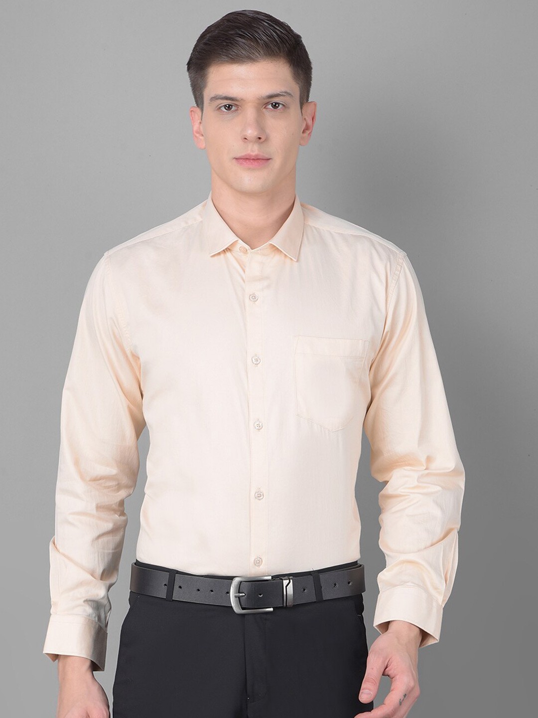 

Canary London Smart Slim Fit Opaque Satin Formal Shirt, Peach
