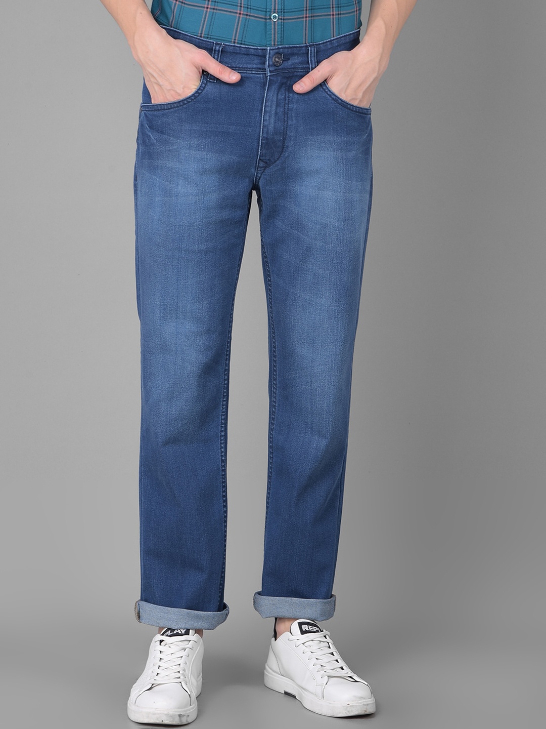 

Canary London Men Smart Straight Fit Light Fade Stretchable Jeans, Blue