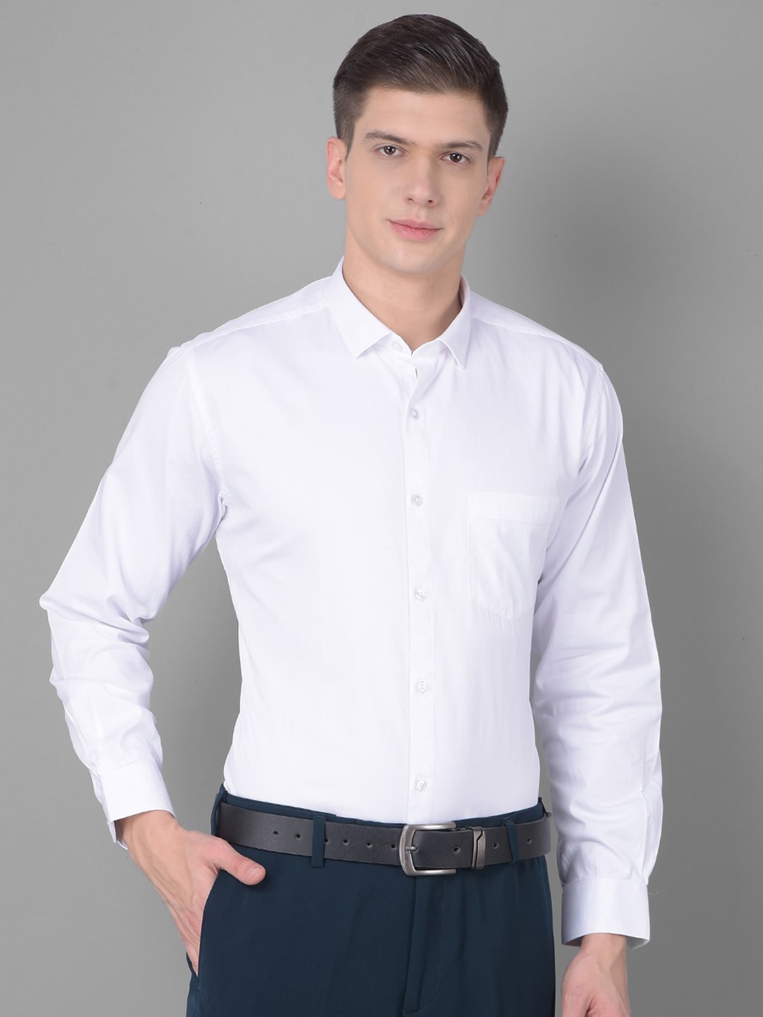 

Canary London Smart Fit Opaque Satin Formal Shirt, White