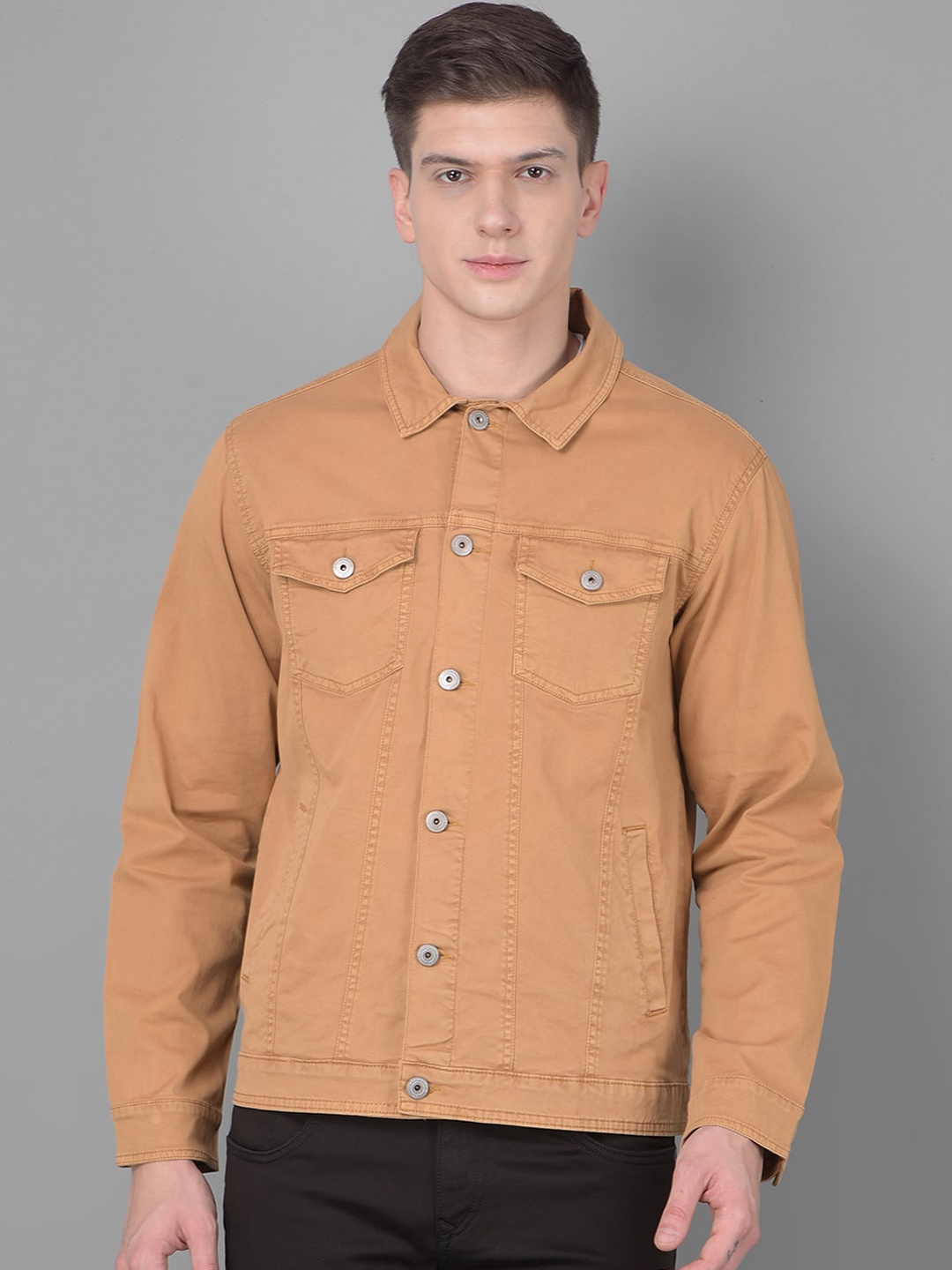 

Canary London Spread Collar Cotton Denim Jacket, Coral