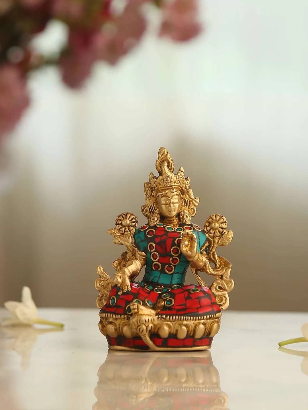 

Amoliconcepts Gold-Toned & Red Tara Devi Showpiece