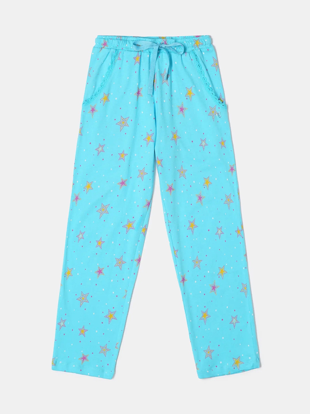 

Jockey Girl's Cotton Printed Relaxed Fit Pyjama With Drawstrings Closure-RG04, Blue