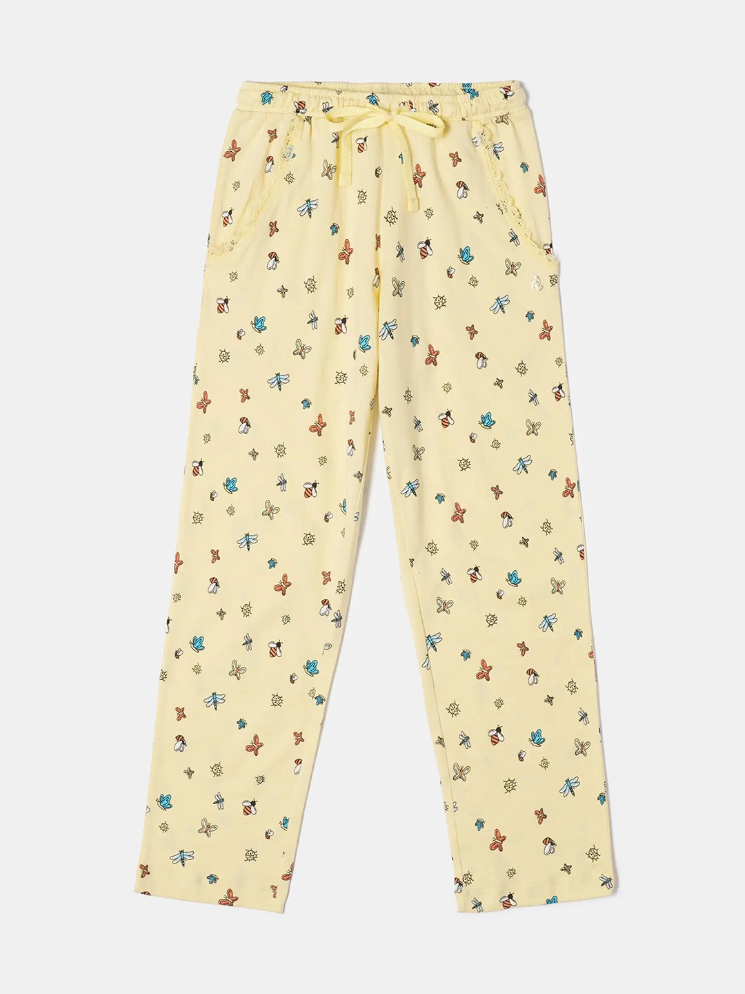 

Jockey Girl's Cotton Printed Relaxed Fit Pyjama With Drawstrings Closure-RG04, Yellow
