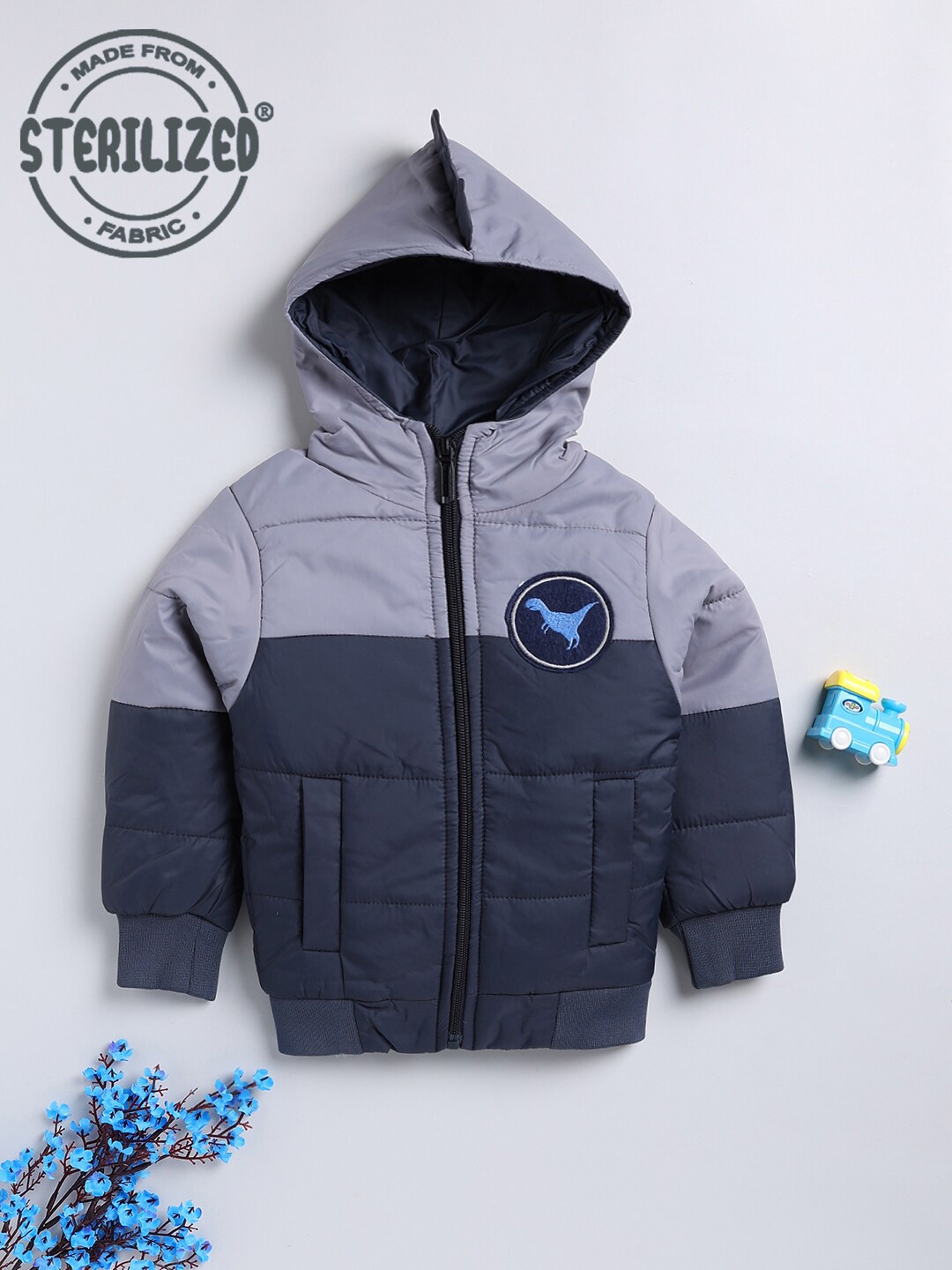 

Moms Love Infants Boys Lightweight Hooded Colourblocked Padded Jacket, Navy blue