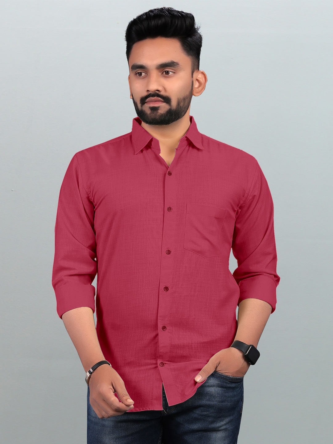 

Bought First Premium Organic Cotton Casual Shirt, Maroon