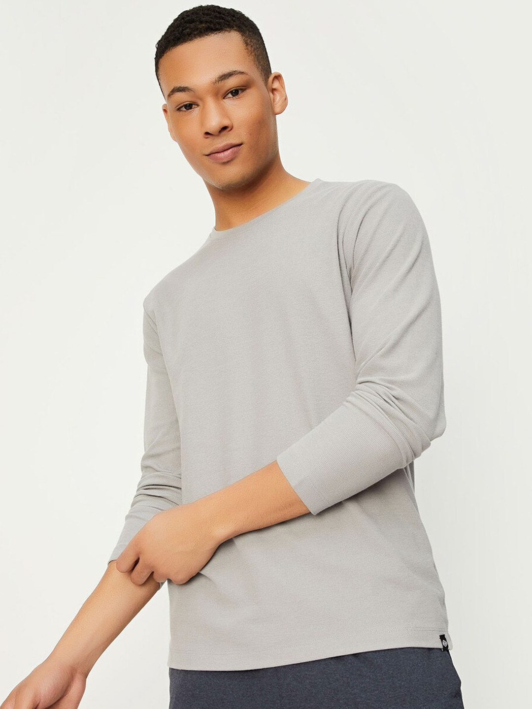 

max Round Neck Long Sleeves T-shirt, Grey