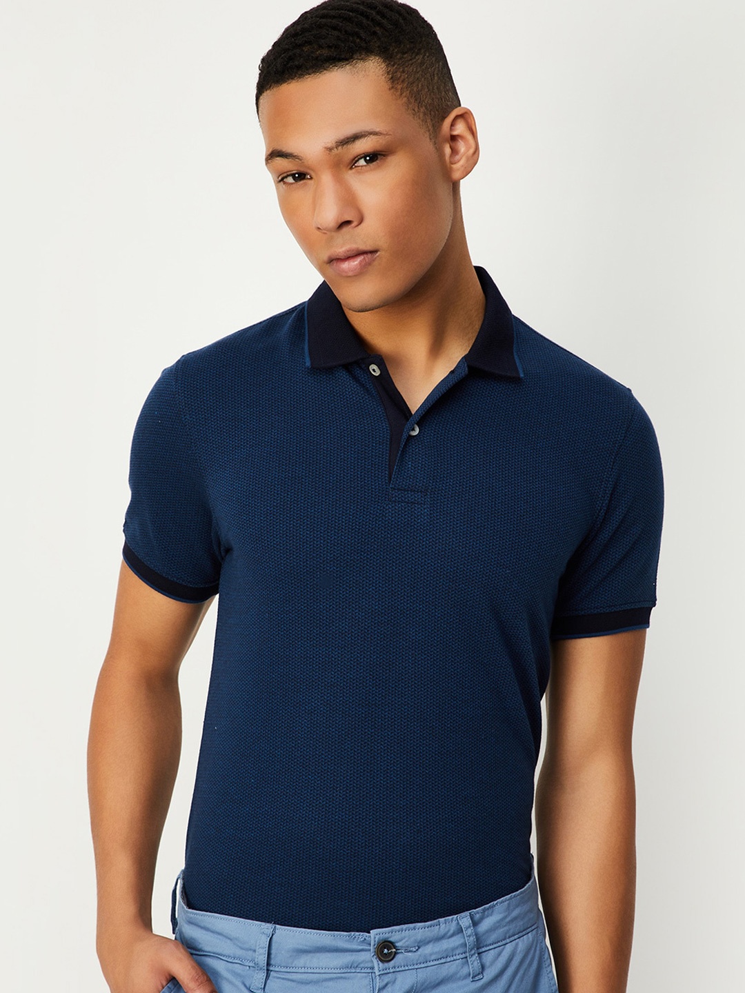 

max Polo Collar Short Sleeves T-shirt, Blue