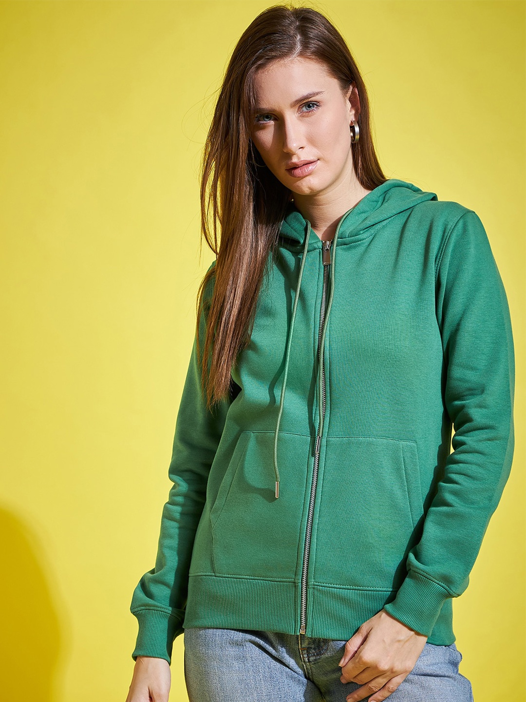 

98 Degree North Hooded Fleece Front-Open Sweatshirt, Green