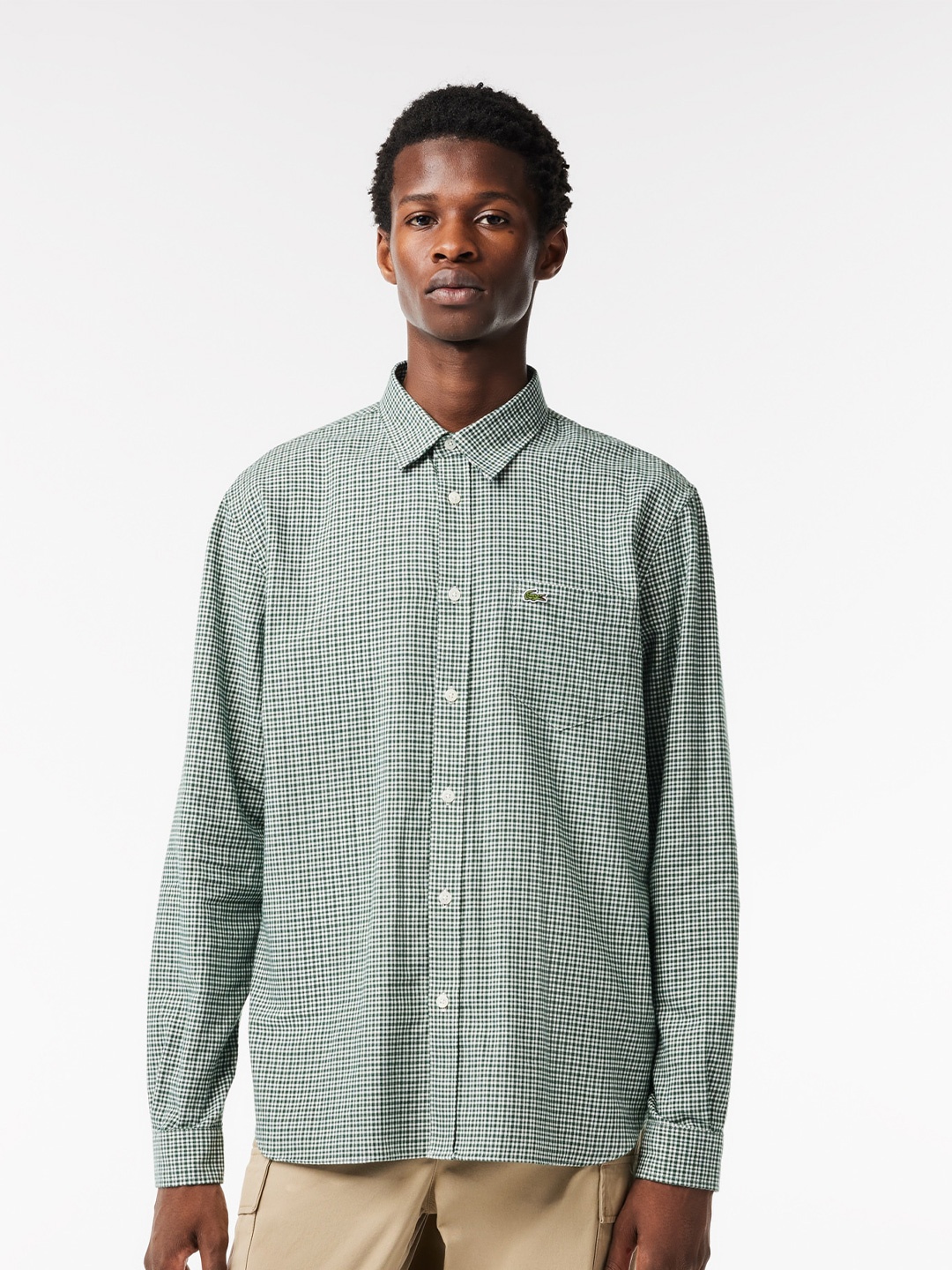 

Lacoste Micro Checked Pure Cotton Casual Shirt, Green