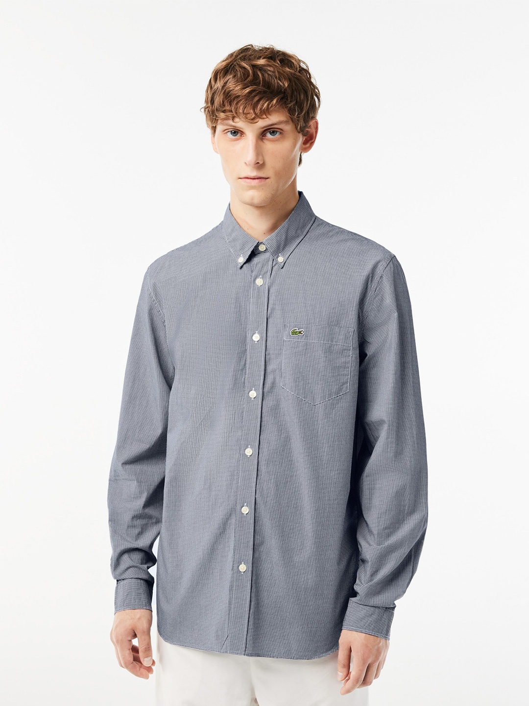 

Lacoste Micro Checked Pure Cotton Casual Shirt, Grey