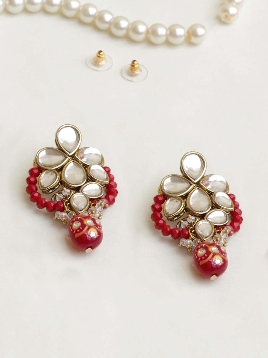 

BeAbhika Kundan Stone Studded Drop Earrings, Gold