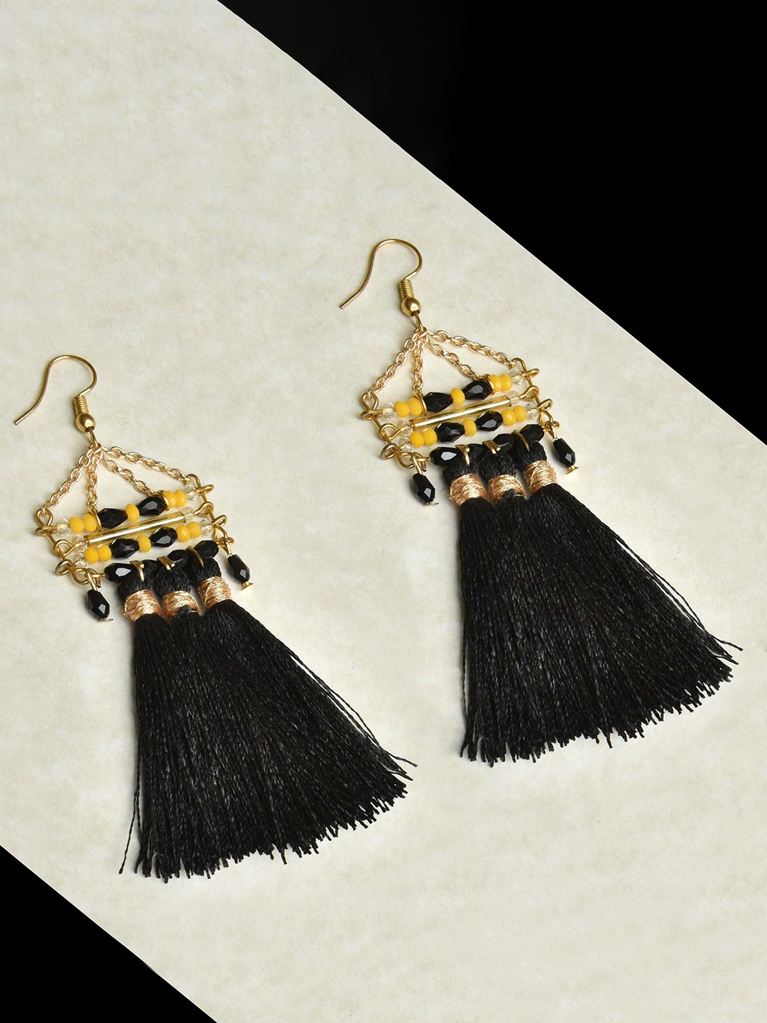 

BeAbhika Tasselled Contemporary Drop Earrings, Gold