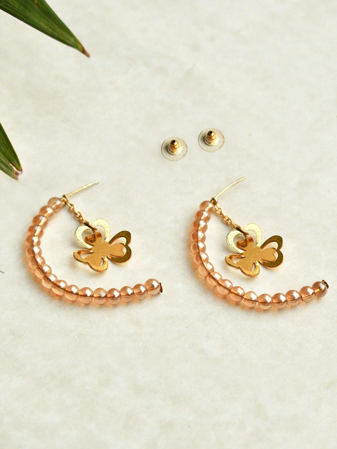 

BeAbhika Pearls Beaded Half Hoop Earrings, Gold