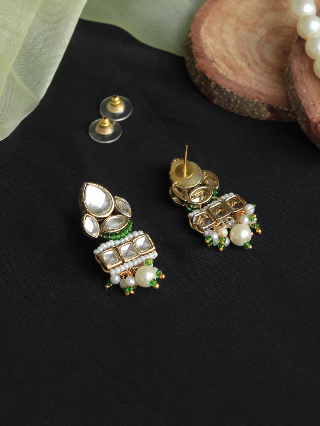 

BeAbhika Kundan Drop Earrings, Gold