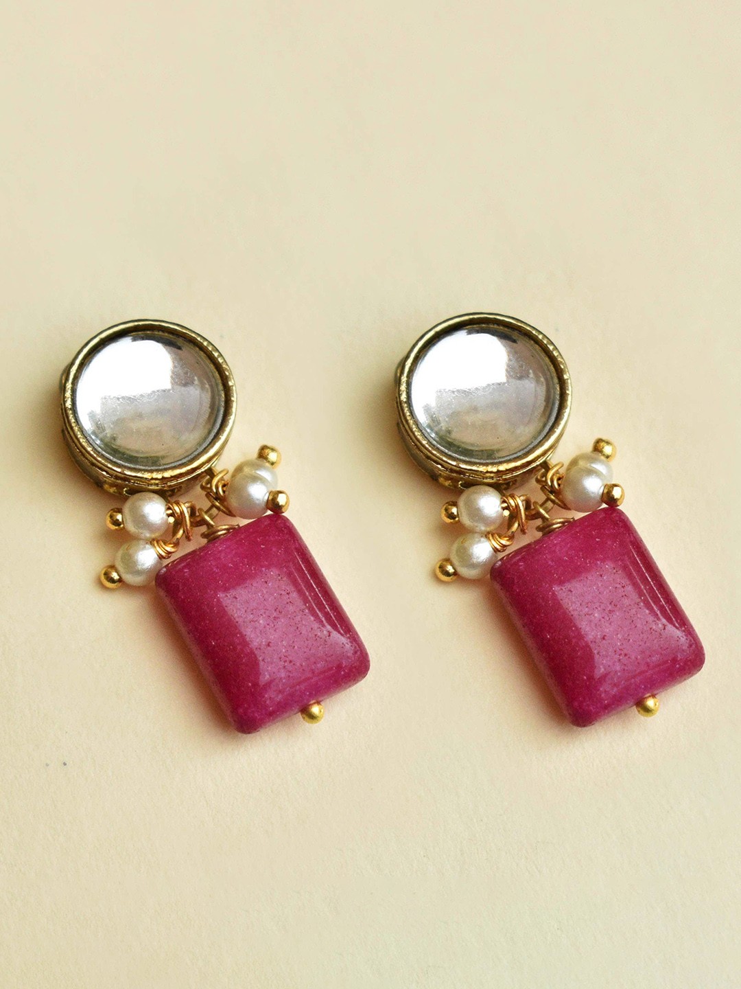 

BeAbhika Alloy Artificial Beads Contemporary Drop Earrings, Gold