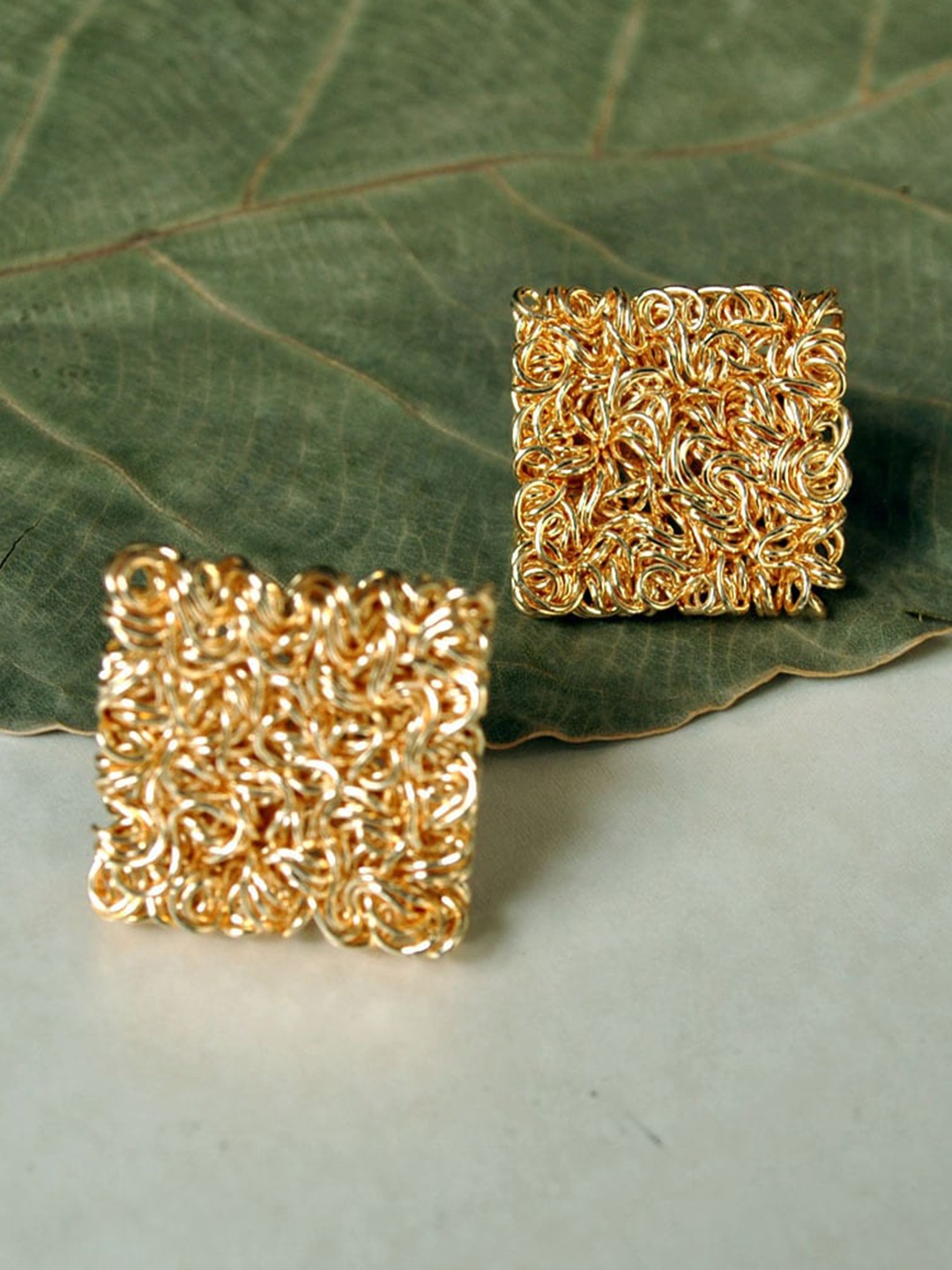 

BeAbhika Square Mesh Stud Earrings, Gold
