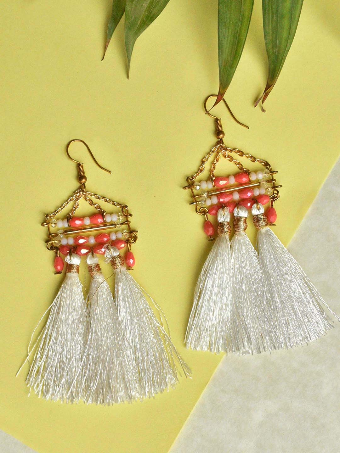 

BeAbhika Artificial Beads Contemporary Drop Earrings, Gold