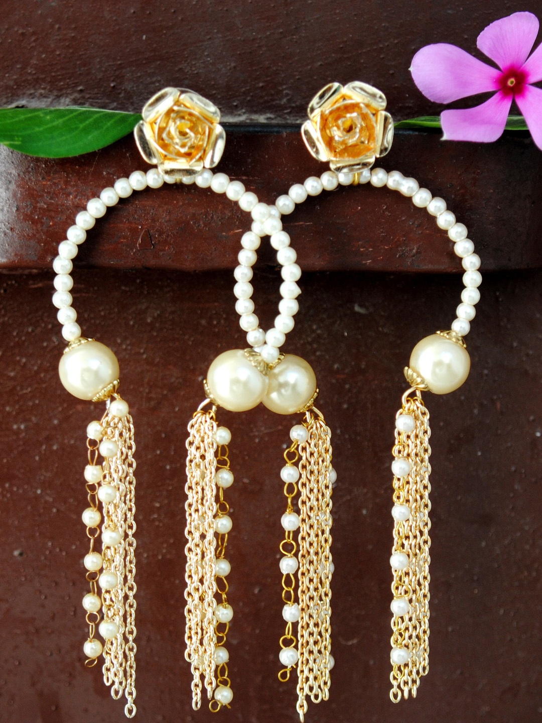 

BeAbhika Beaded Contemporary Drop Earrings, Gold