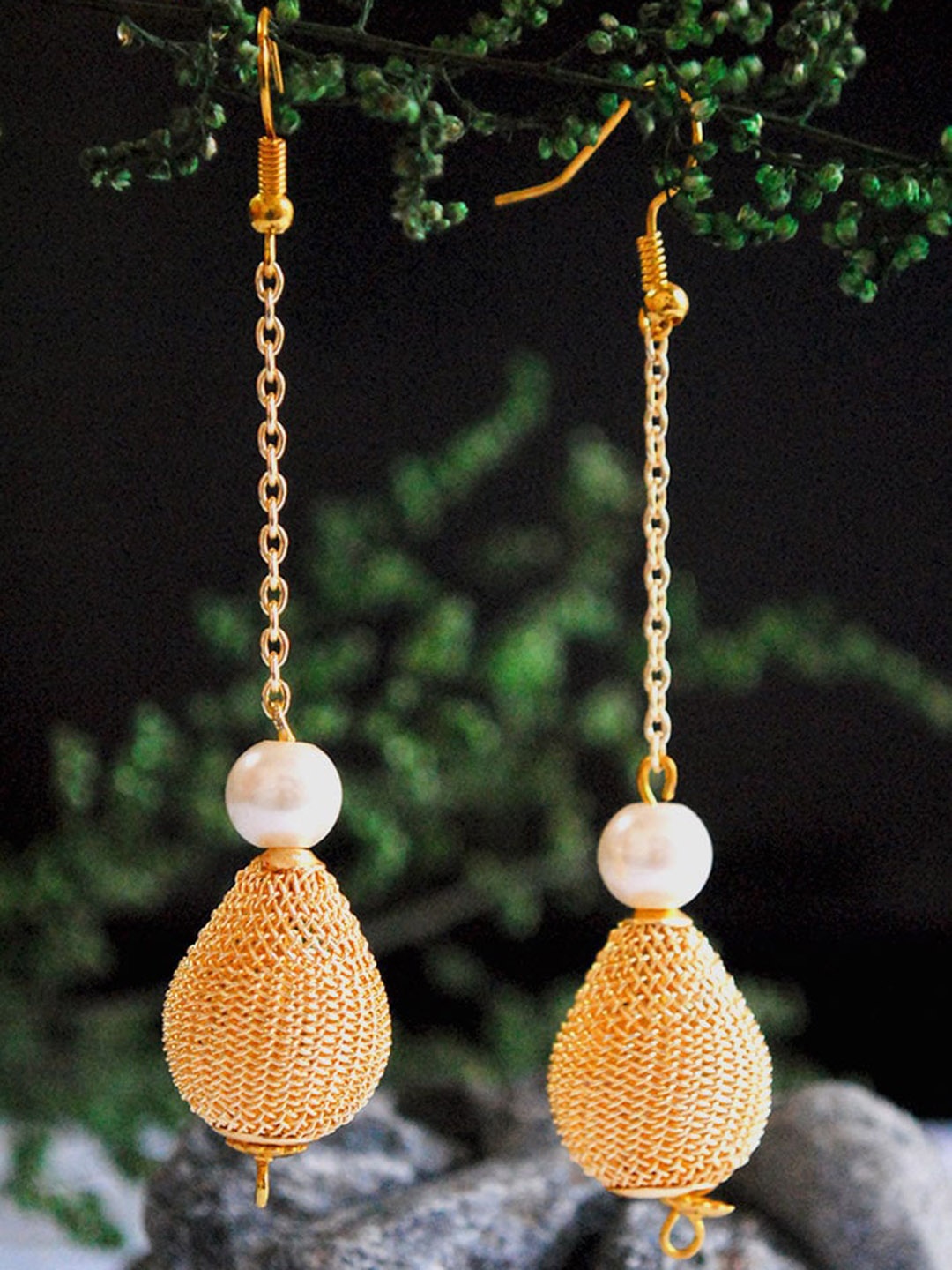 

BeAbhika Beaded Contemporary Drop Earrings, Gold