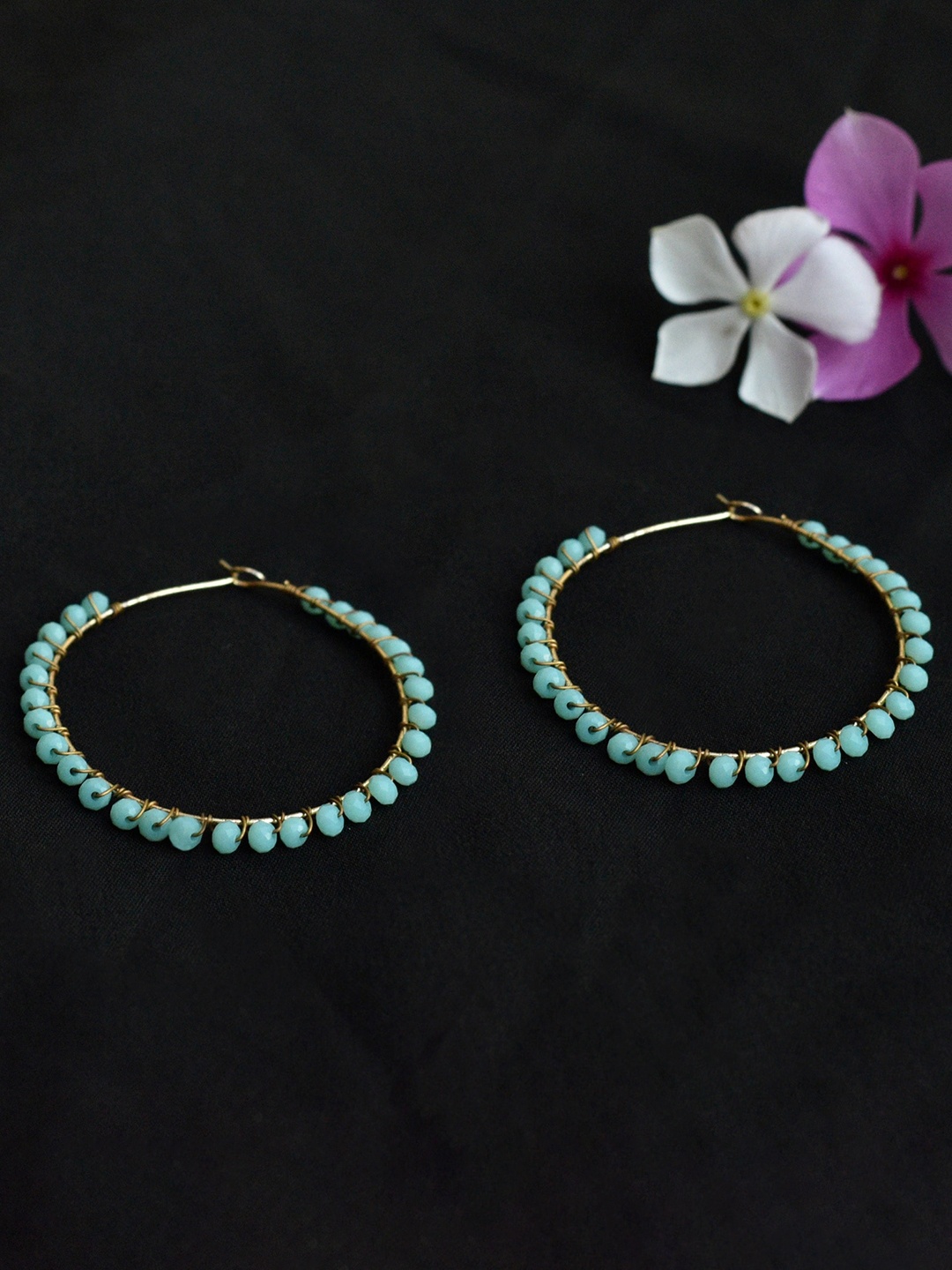 

BeAbhika Beaded Hoop Earrings, Gold
