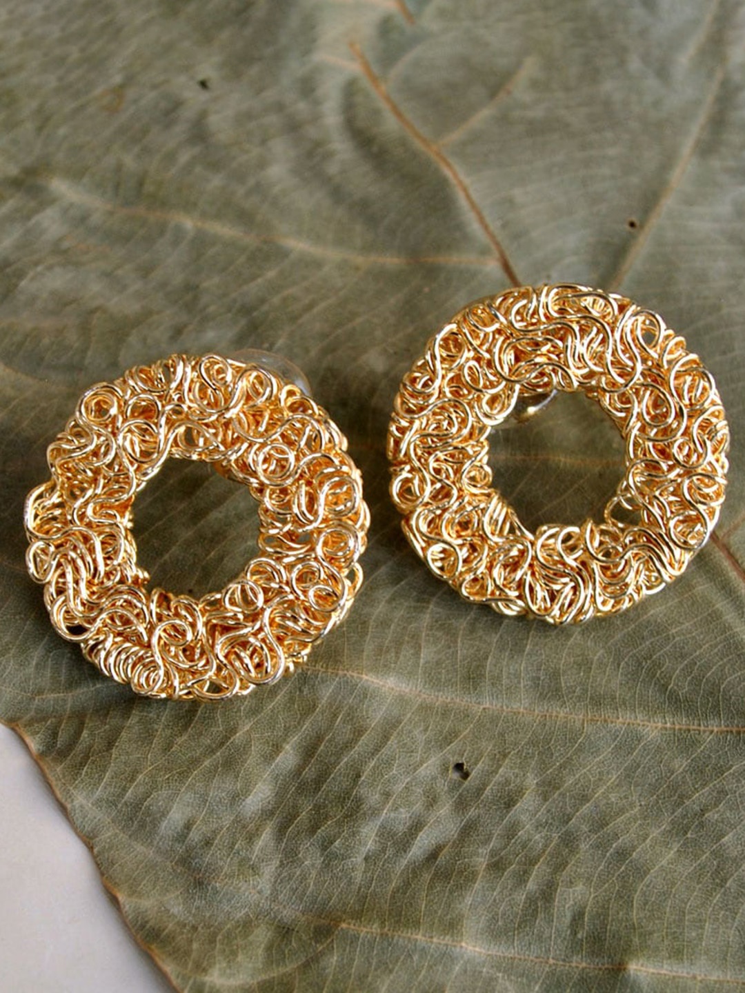 

BeAbhika Contemporary Studs Earrings, Gold