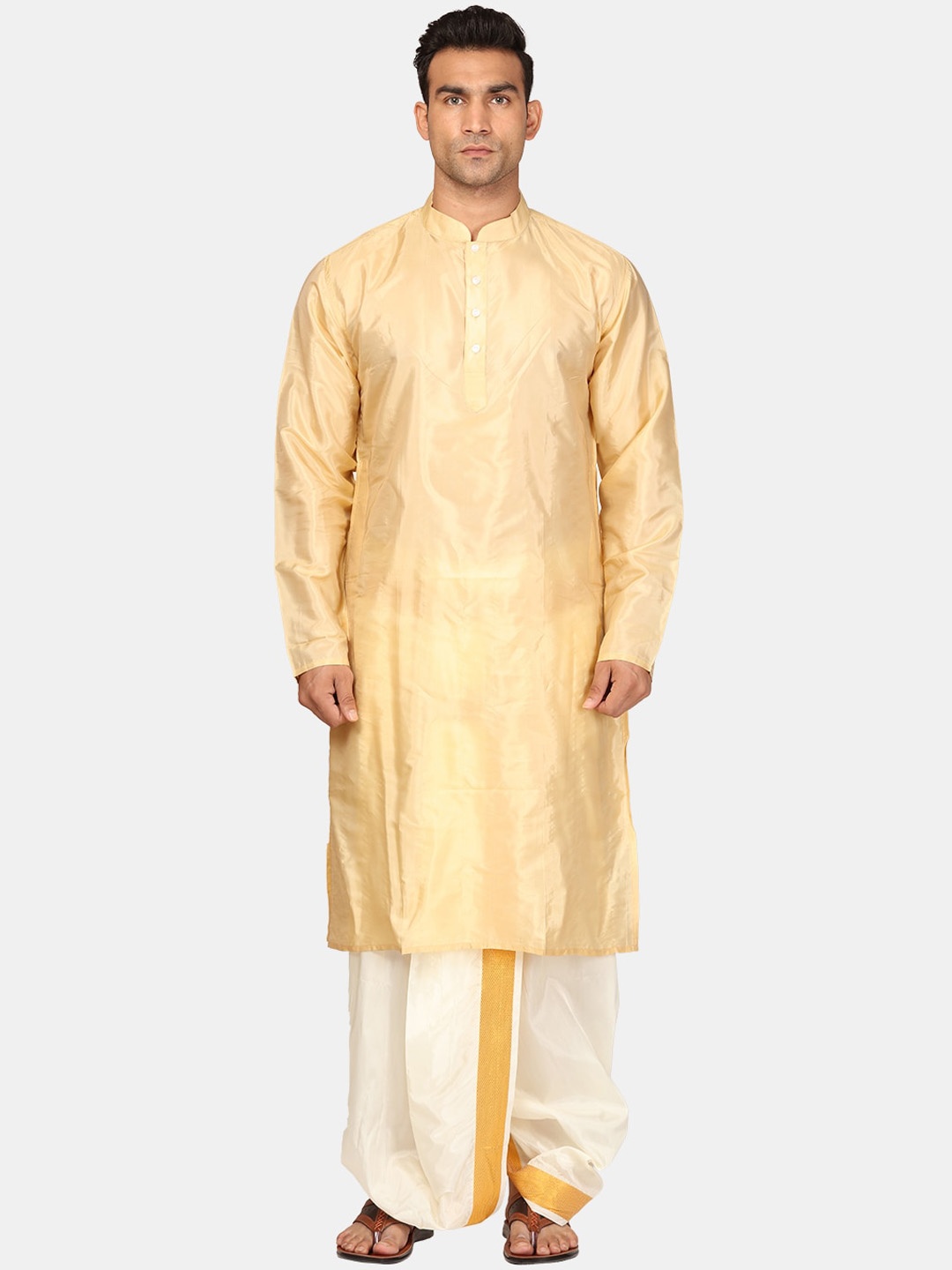 

Sethukrishna Regular Kurta With Dhoti Pants, Beige