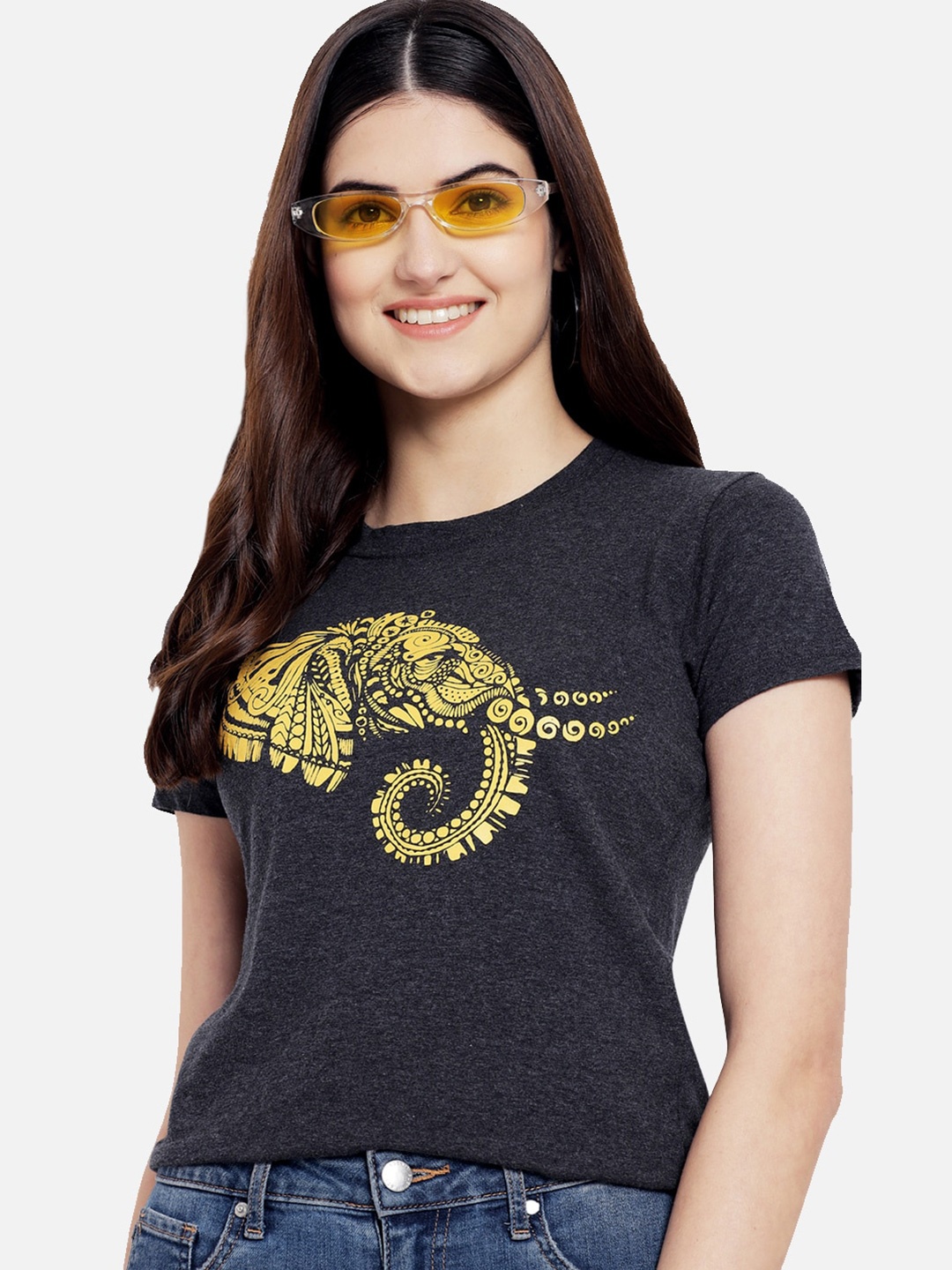 

BAESD Graphic Printed Round Neck Cotton T-Shirt, Black