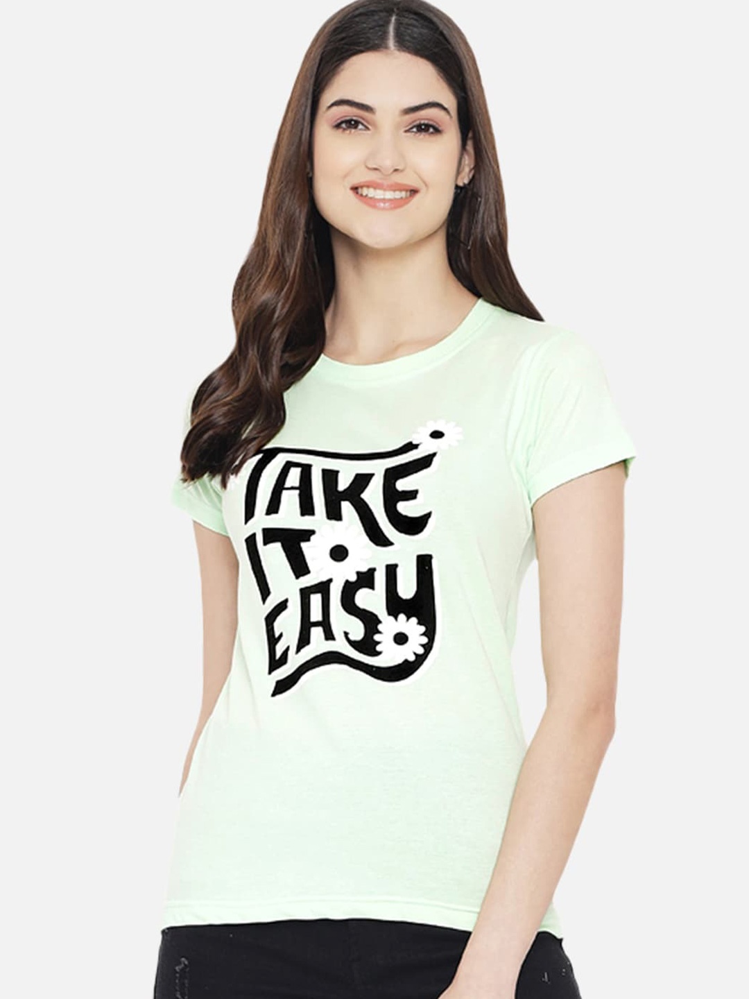 

BAESD Typography Printed Casual Cotton T-shirt, Sea green