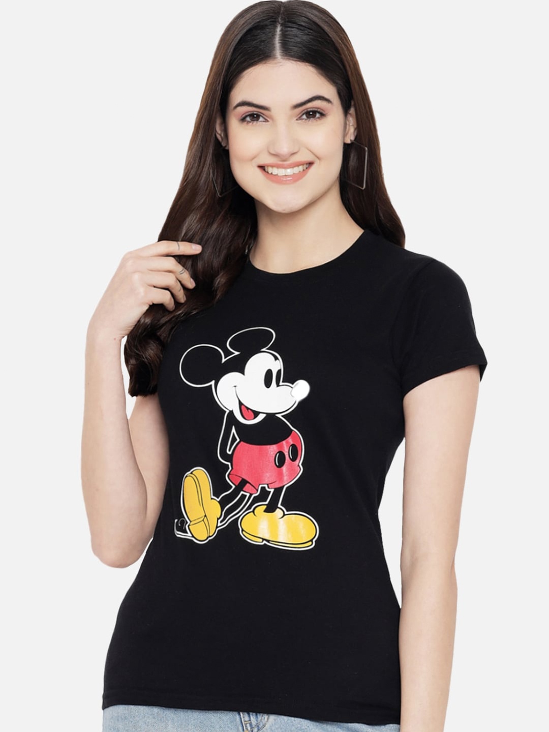 

BAESD Mickey Mouse Printed Cotton T-shirt, Black
