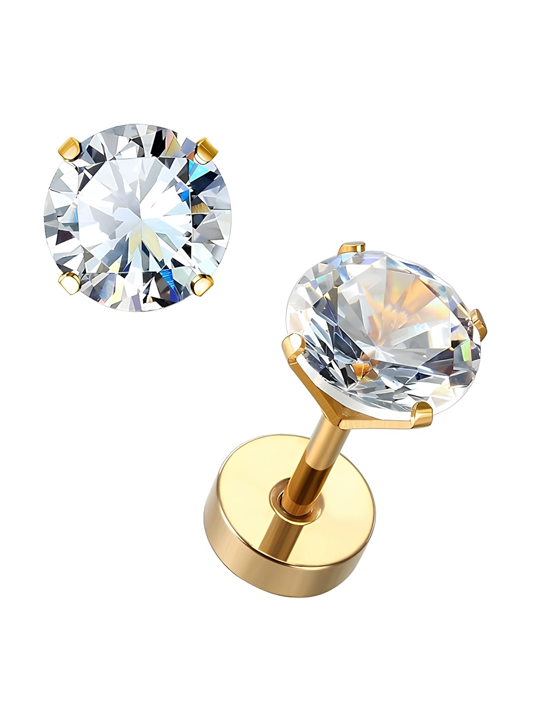 

KARISHMA KREATIONS Gold-Plated Cubic Zirconia Contemporary Stud Earrings