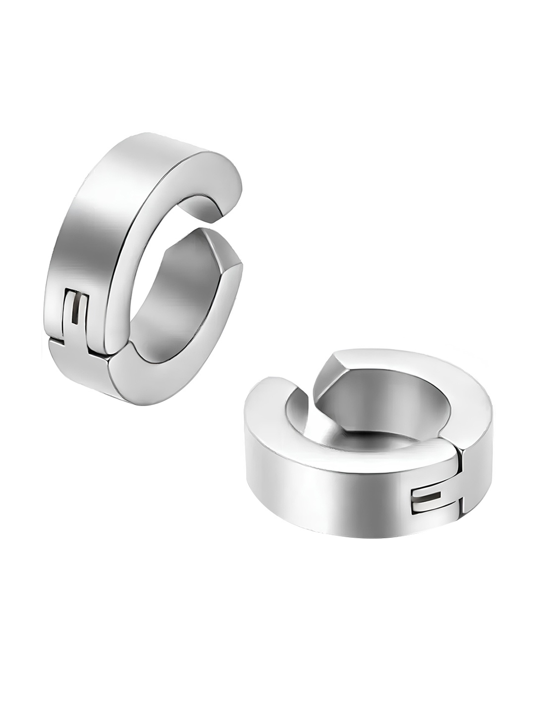 

KARISHMA KREATIONS Silver-Plated Circular Pressing Hoop Earrings