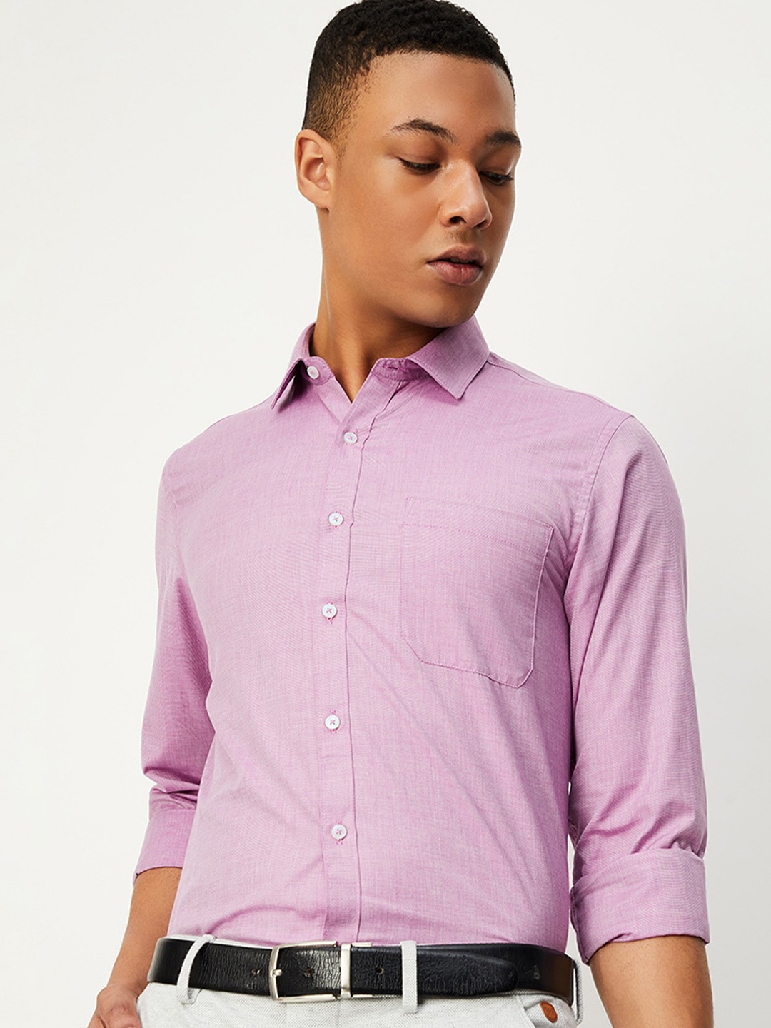 

max Spread Collar Casual Shirt, Purple