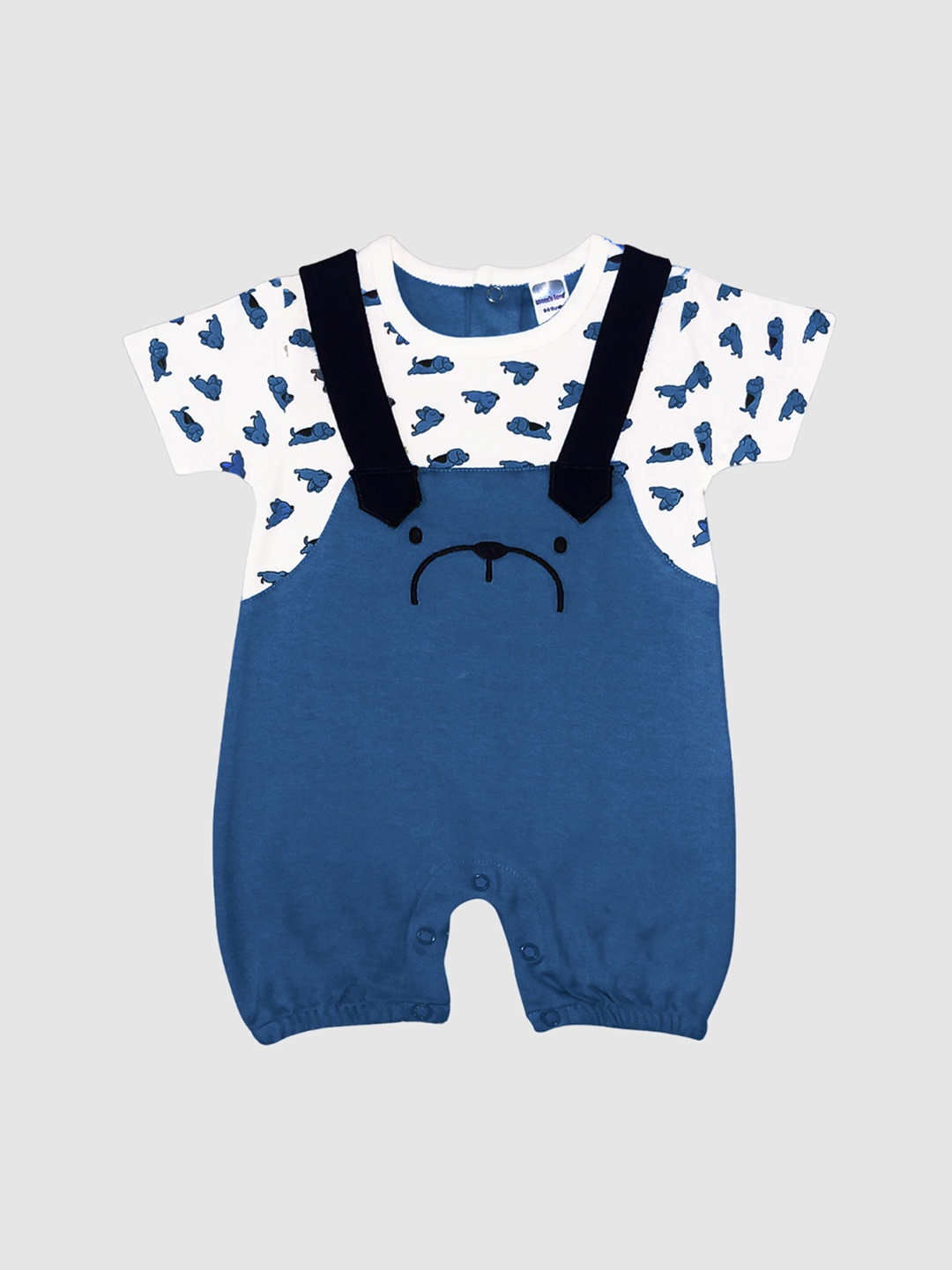 

Moms Love Infant Girls Printed Cotton Rompers, Blue