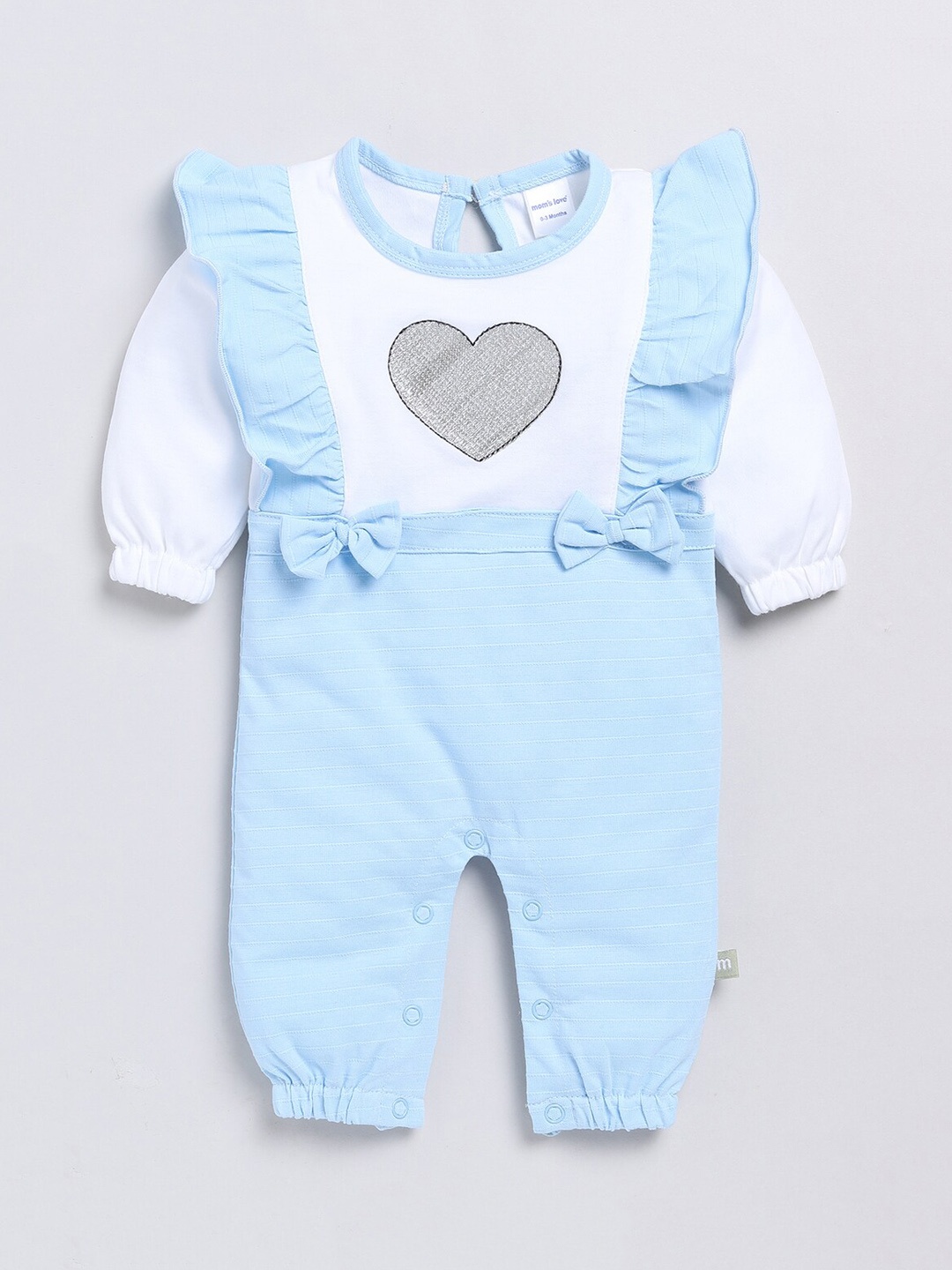 

Moms Love Infant Girls Cotton Rompers, Blue