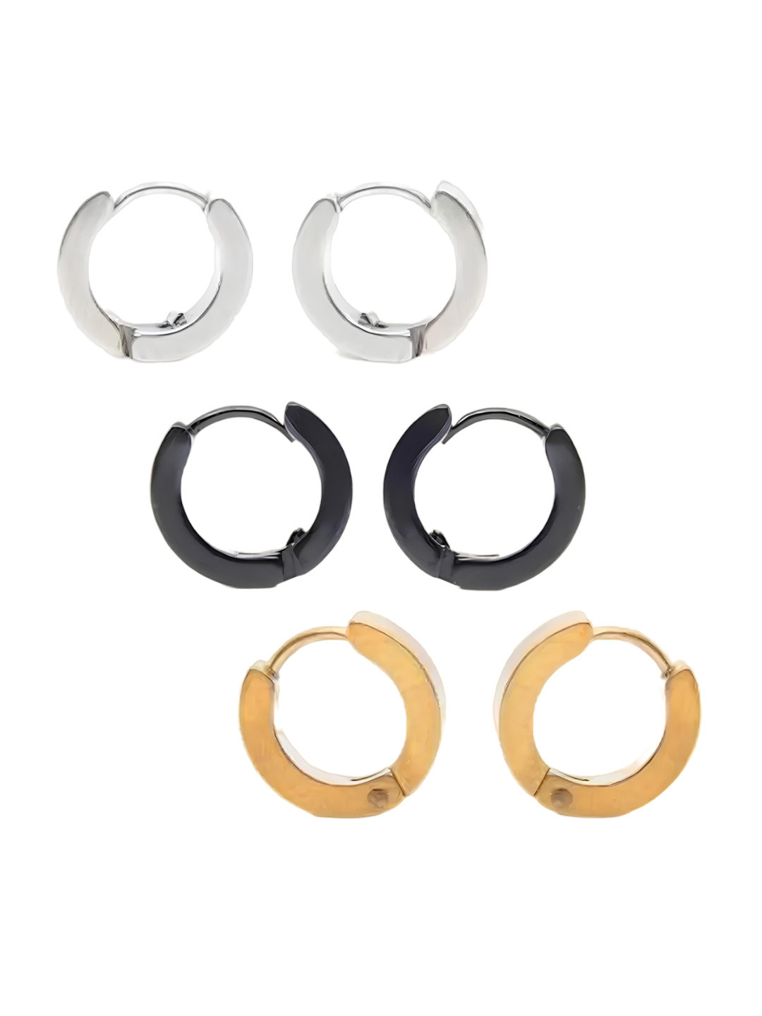 

KARISHMA KREATIONS Set Of 3 Gold-Plated & Silver-Plated Circular Hoop Earrings