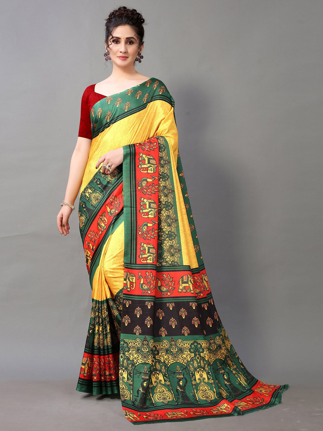 

KALINI Ethnic Motifs Printed Saree, Yellow
